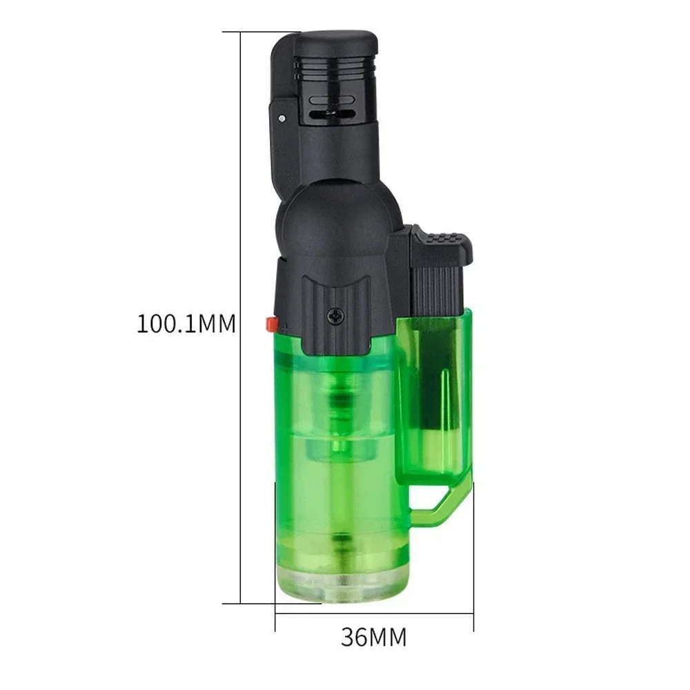 New Jet Flame Lighter Refillable Gas Torch Lighter Transparent Body Foldable Nozzle Flamethrower Potable Windproof Cigar Lighter