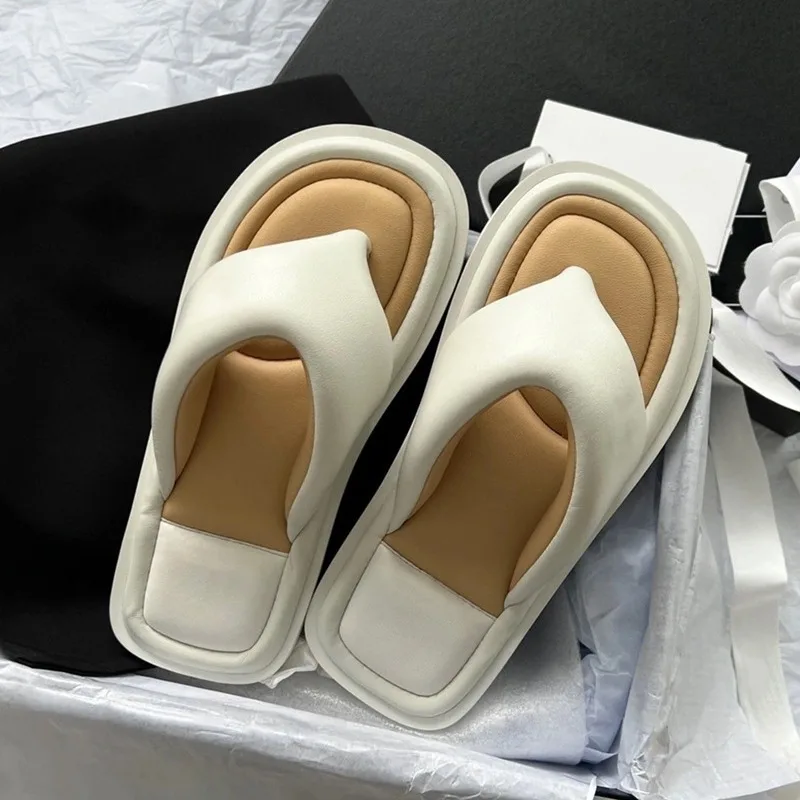 2024 Summer New Soft Soft Candy Color External Wearing Herringbone Slippers Women's Flat Bottom Pinch Toe Cool Slippers