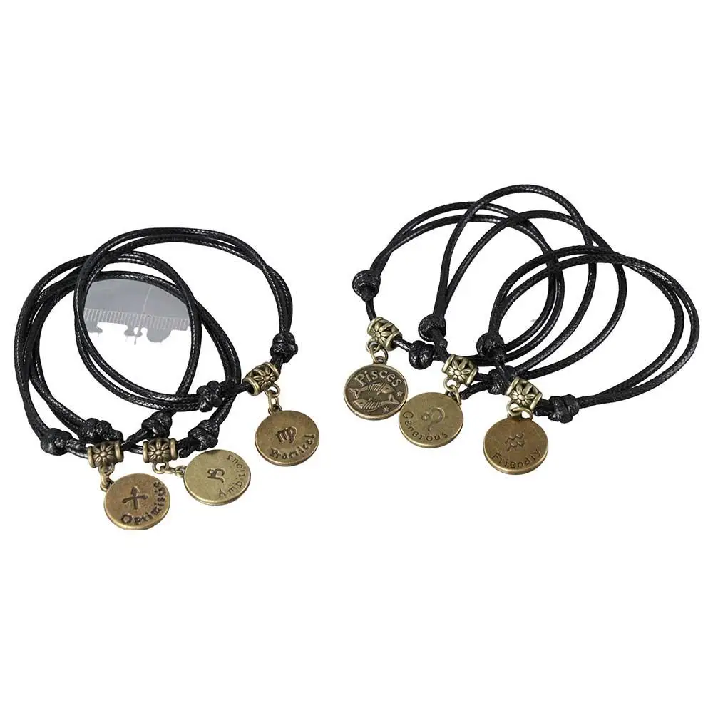 Women Men Fashion Sandal Black Rope Bracelet 12 Constellations Foot Chain Anklet Foot Jewelry