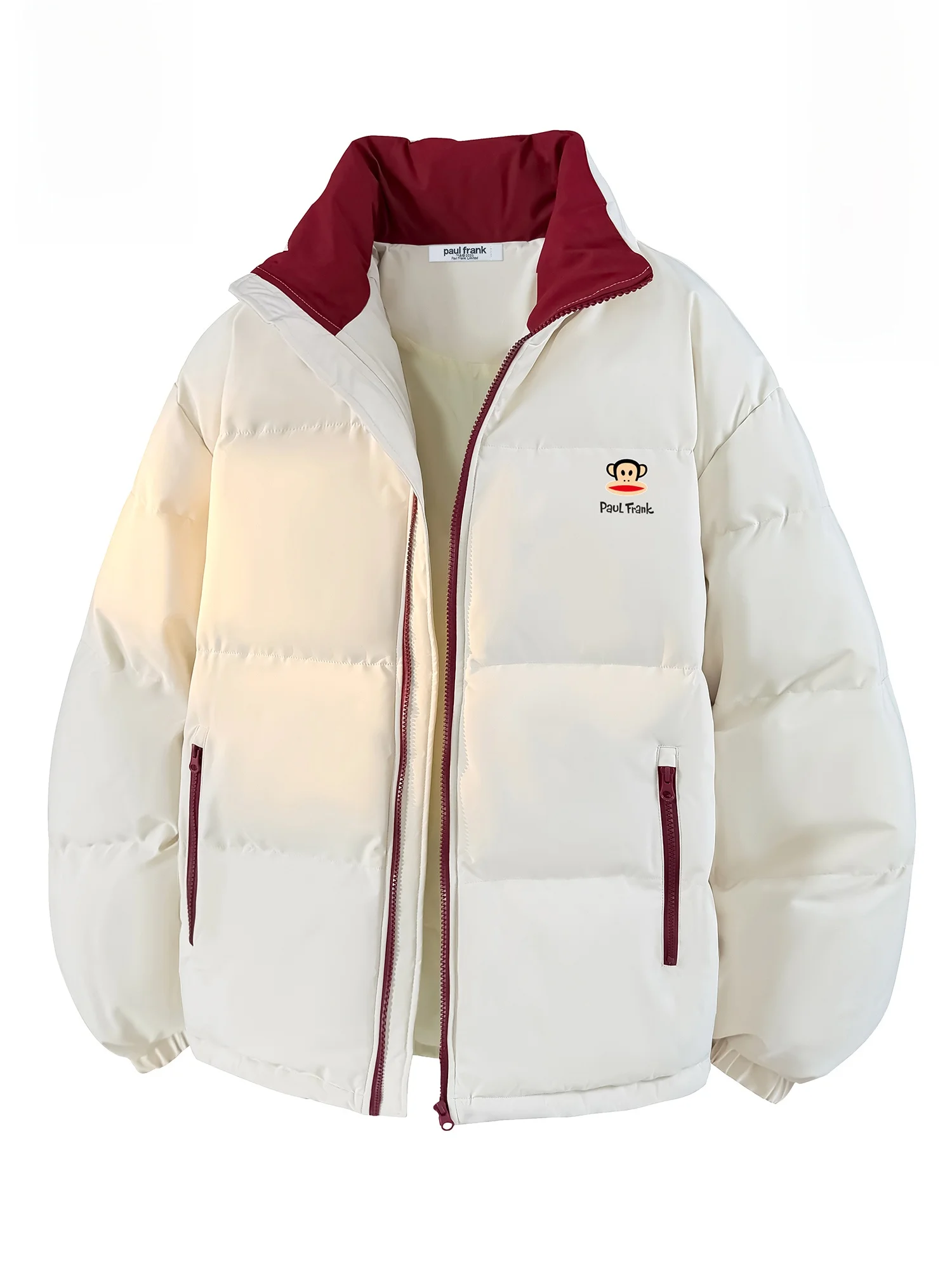 

PaulFrank Winter Thiened Warm Cotton Jaet Men's New 2025 Color Versatile Monkey Mouth Pure Color Cotton Coat