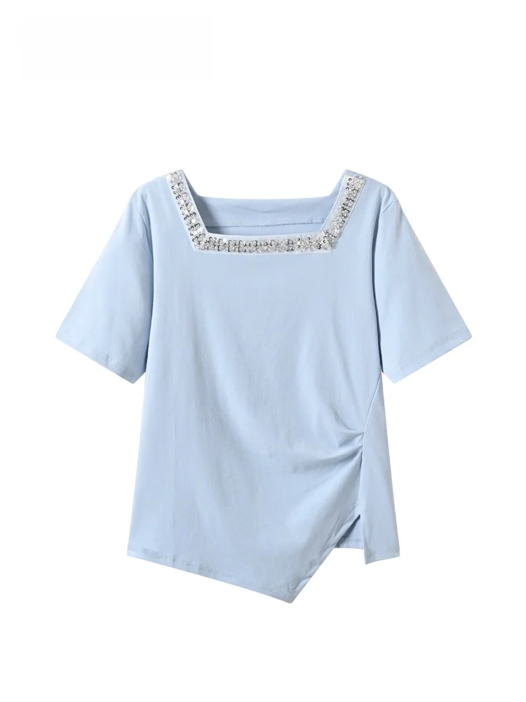 

Fashionable Short Sleeve T-Shirt Women's plus Size Casual Style Summer New Arrival Slimming Asymmetrical Design Trendy Top