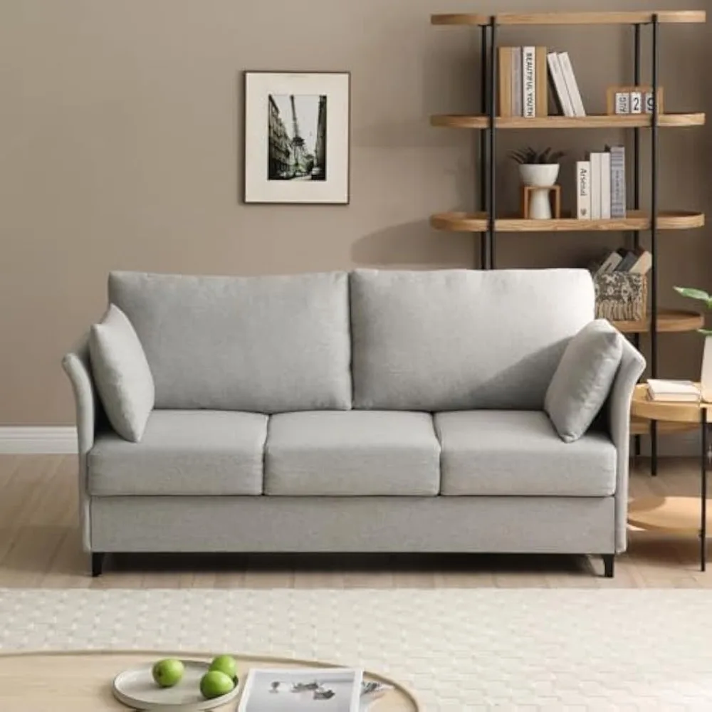 

65'' Upholstered Loveseat Sofa, Mid Century 3 Seat Couch for Living Room, Modern Comfy Deep Seat Couches for Small Spaces and Ap