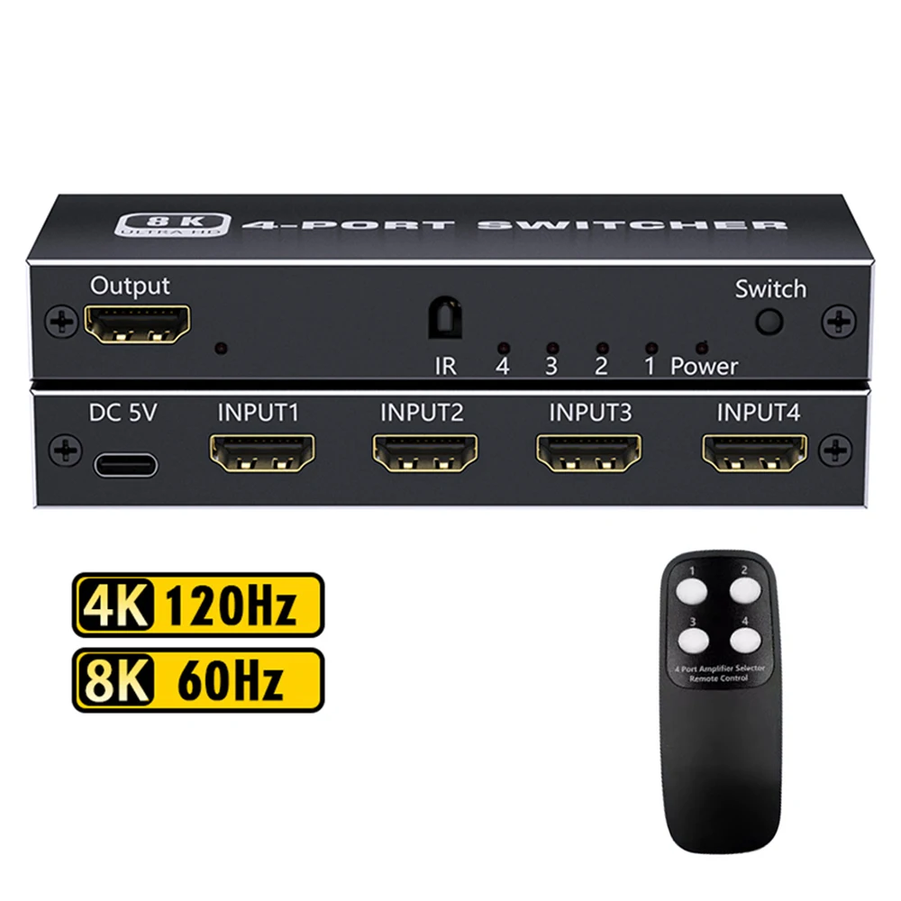 5 في 1 خارج 4K 120 هرتز HDMI-متوافق 2.1 الجلاد SelectorHD Switch 4 IN 1 8K 60 هرتز HDMI-متوافق مع الفاصل لأجهزة الكمبيوتر المحمول التبديل التلفزيون