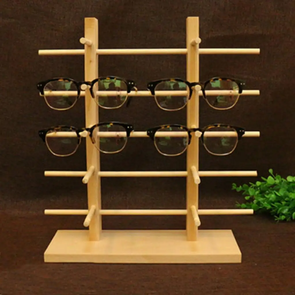 Wood Display Rack Sunglass Eyeglass Counter Stand Organizer 2-Row 3/4/5/6 Layers