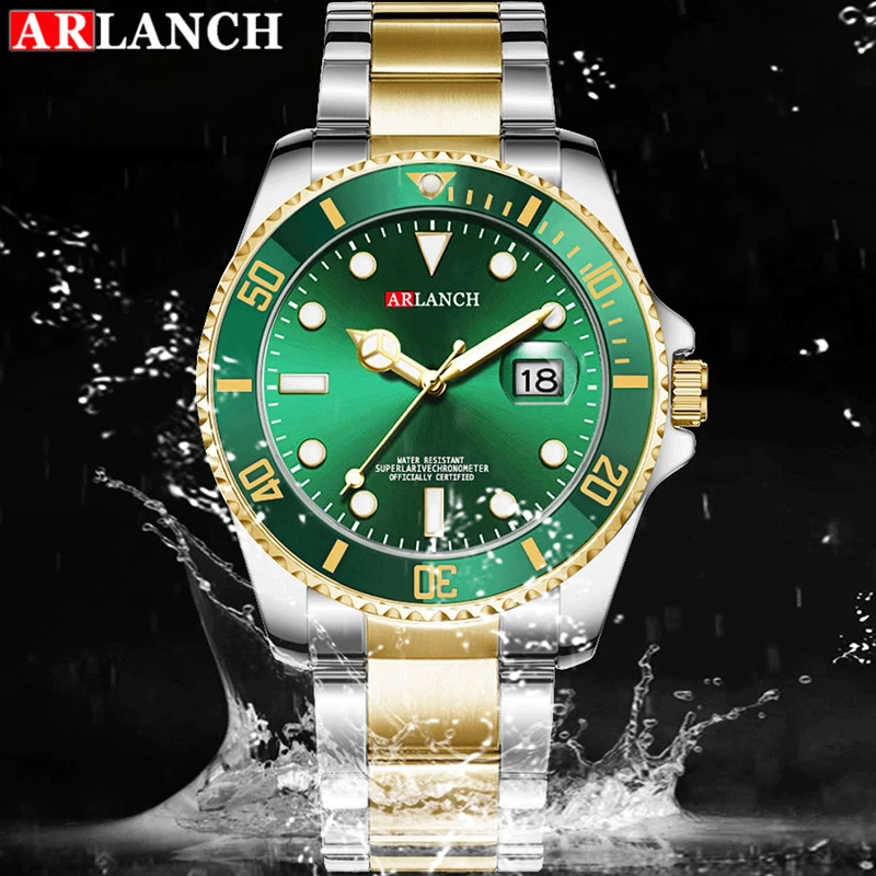 ARLANCH رائجة البيع ساعة كوارتز رجالية رياضية ساعات رجالي العلامة التجارية الفاخرة مقاوم للماء كامل الصلب ساعة كوارتز الرجال Relogio Masculino