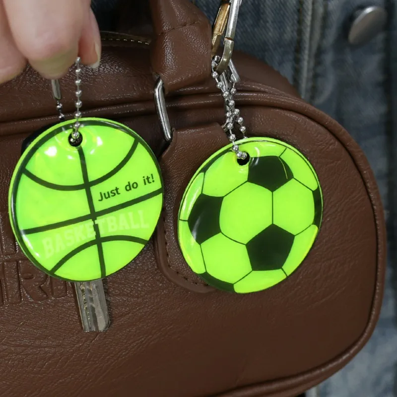 Night Glowing Keychain Night-time Luminous Waterproof PVC Keyring Long-lasting Decorative Basketball Football Pendant Key Chains