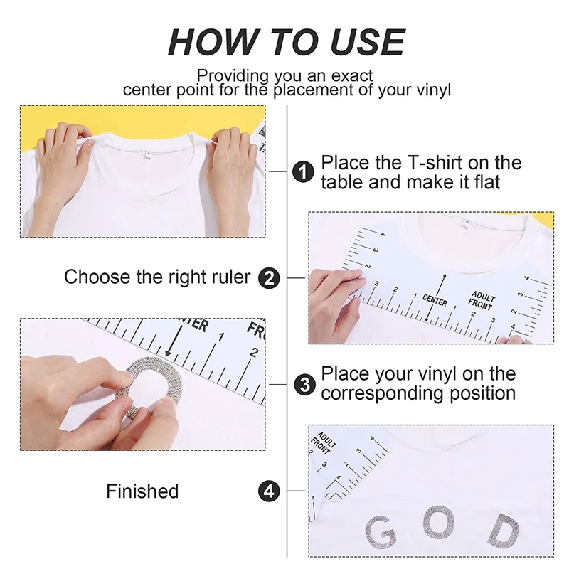 

A47U 13 Pieces T-Shirt Ruler Guide Set,T-Shirt Ruler Tool,DIY Printing Rulers for Heat Press T-Shirt Center Design