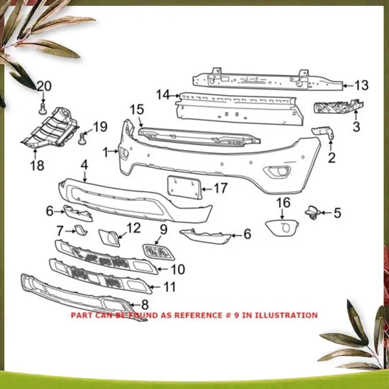 

AB98-Front Bumper Grille Cover Left/Right 68335072AA 68335073AA For Jeep Grand Cherokee 2017-2022 Car Accessories