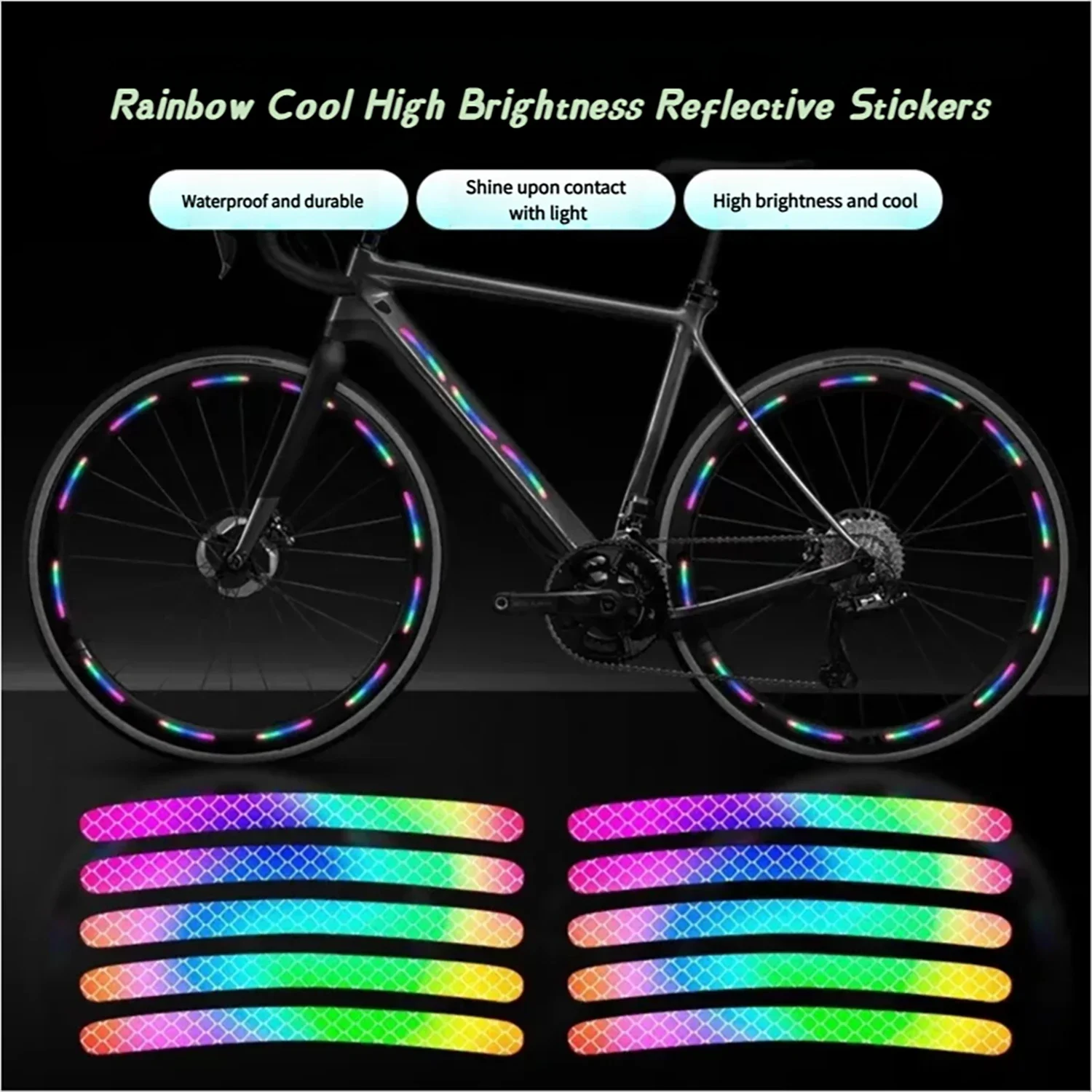 Reflective Night Riding Stickers - Waterproof & Durable, Cool Bright Design, Wide-Angle Reflection for Enhanced Safety Alerts