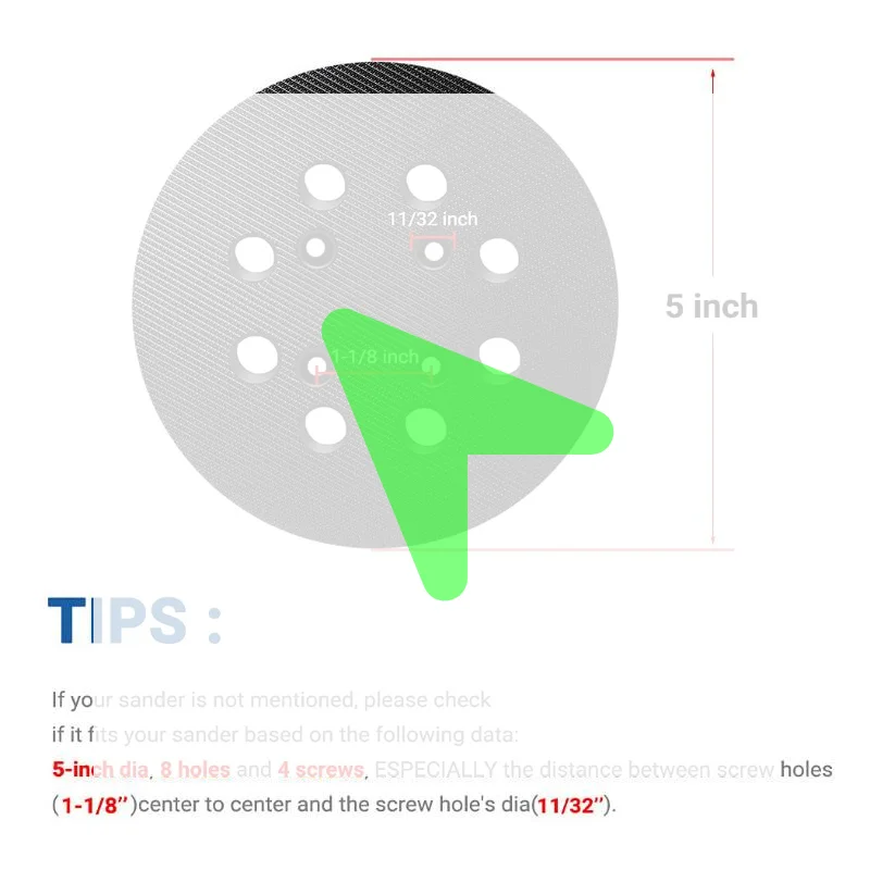 

1 шт. сменная шлифовальная подошва 5 дюймов, 8 отверстий, с креплением на липучке, для эксцентриковой шлифовальной машины Ridgid R2600 Craftsman