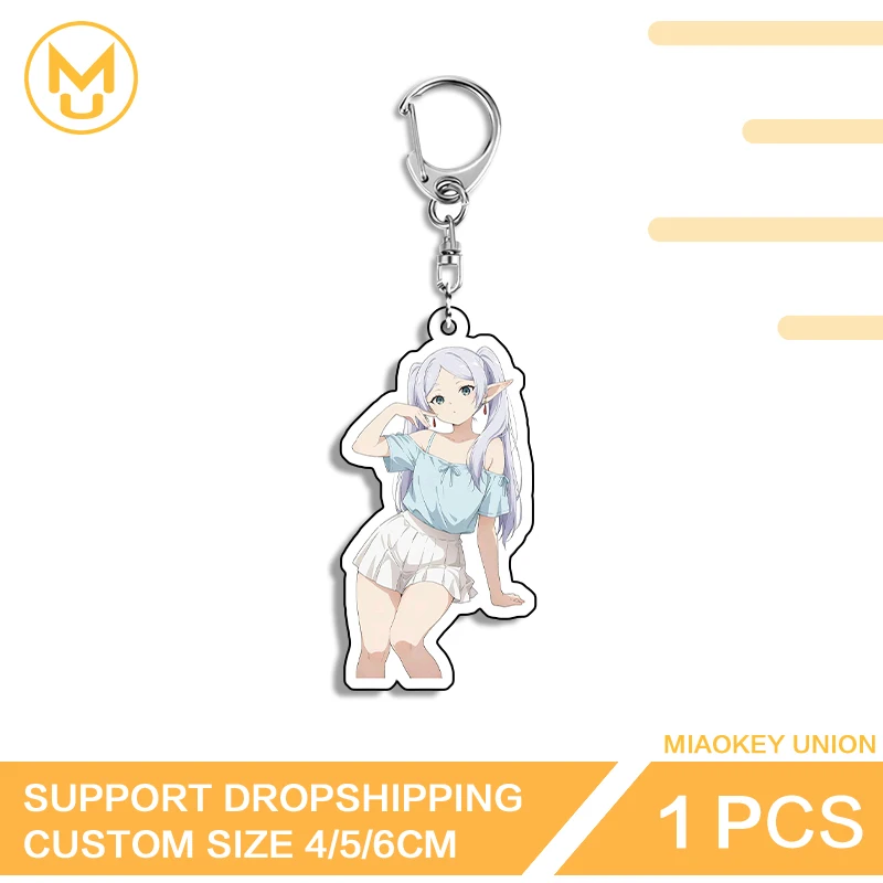 Frieren Sitting Posture Acrylic Keyholder Pocket Pussy Handbags Wallet Prop Multi Function Durable Keyring Desk Display Ornament