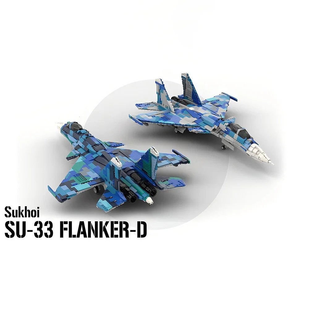 MOC Building Blocks SU-33 Flanker D - 1:34 Scale Model DIY Assemble Bricks Aircraft Educational Collection Toys Gifts 1973PCS