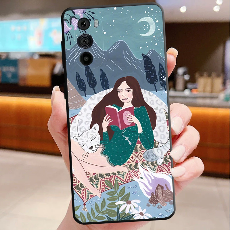 

Phone Case For Motorola Edge 50 40 Pro 60 50 40 30 Ultra Neo Fusion Moto G85 G72 G53 G54 G84 G13 G32 Jaguar Flower Women Korean