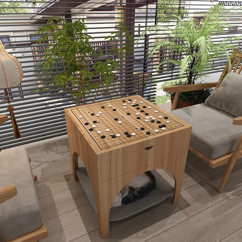 

Go chess table dual-purpose chessboard table and chair combination sofa chair three-piece set cat nest integrated