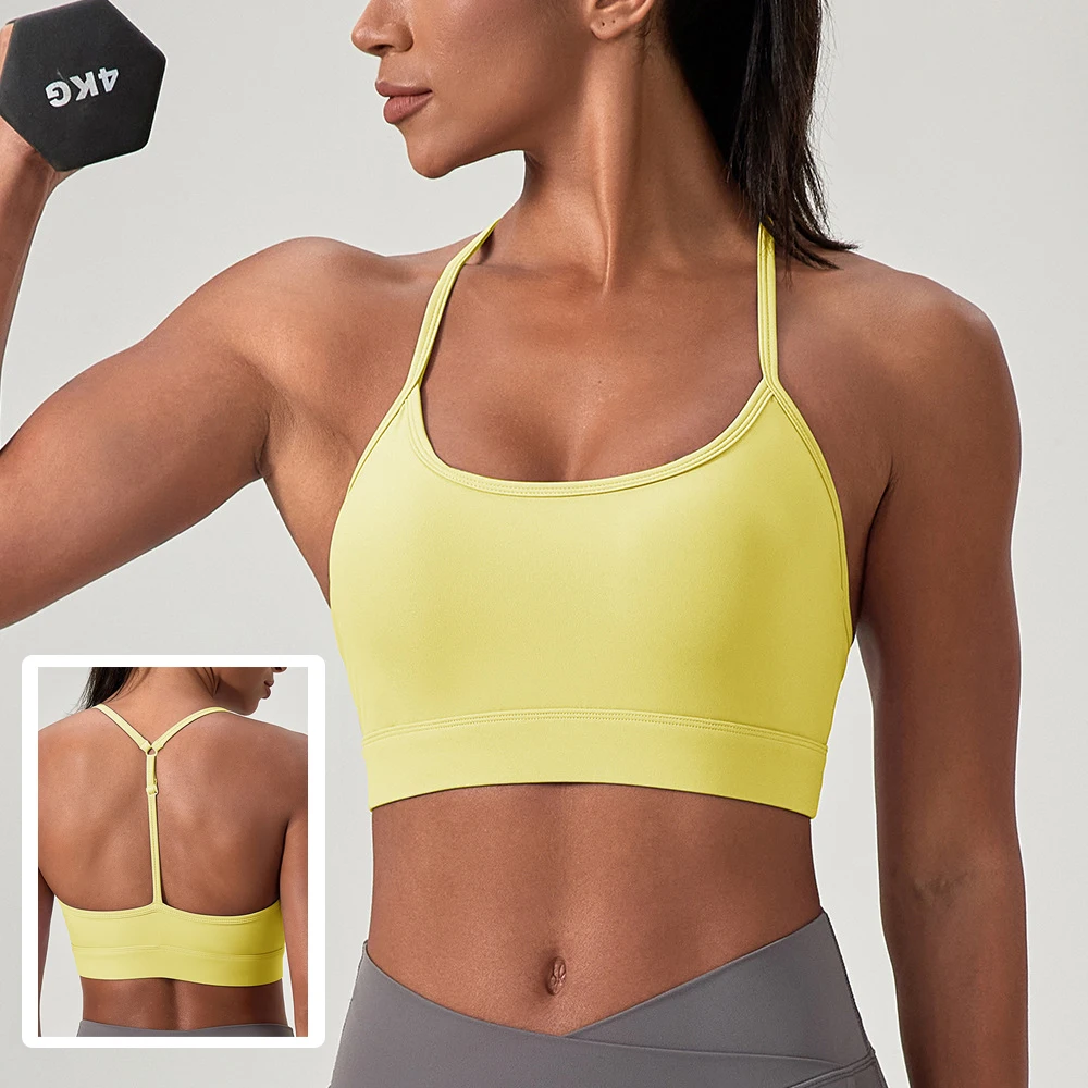 Women Fitness Yoga Bra Solid Color Sports Underwear Stretchy Soft Sexy Back Gym Crop Top Female Breathable Quick Dry Workout Top