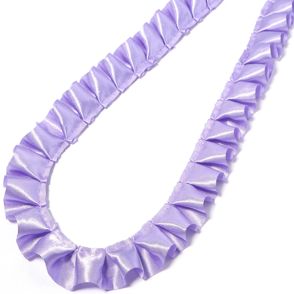 3 Yards 2,5 cm farbiges Satin-Plissee-Spitzenband mit Rüschenbesatz für Kleider, Kleidungsstücke, Nähen, Dekoration, DIY-Bastelarbeiten, Vorhänge, Taschen, Heimdekoration – Detail 14