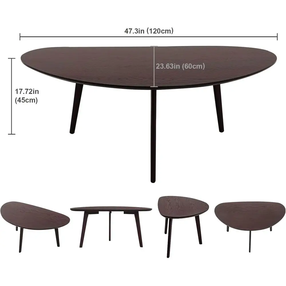 طاولة قهوة اسبريسو بيضاوية كبيرة للمساحات الصغيرة، 47.3 عرض × 23.63 عمق × 17.72 ارتفاع #3
