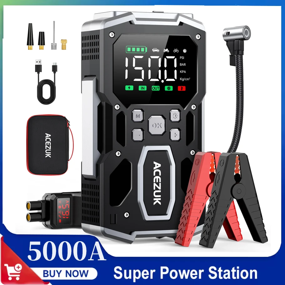 26800mAh Car Jump Starter Air Pump Multi-Function Air Compressor Power Bank Car Battery Starter Starting Auto Tyre Inflator