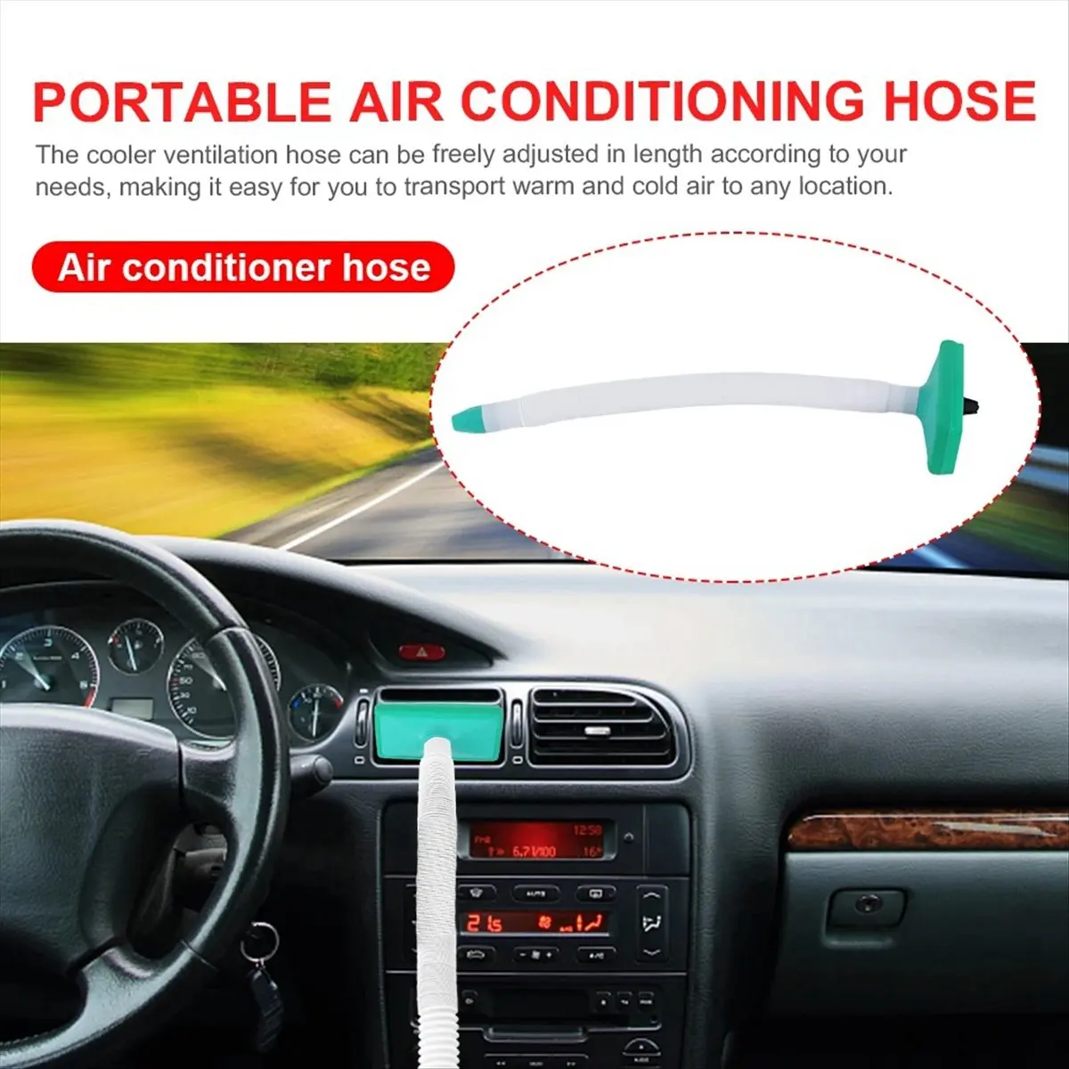 #08J car air conditioning extension hose,Universal Car Air Conditioning Vent Extension Hose,White & Green (White & Green)