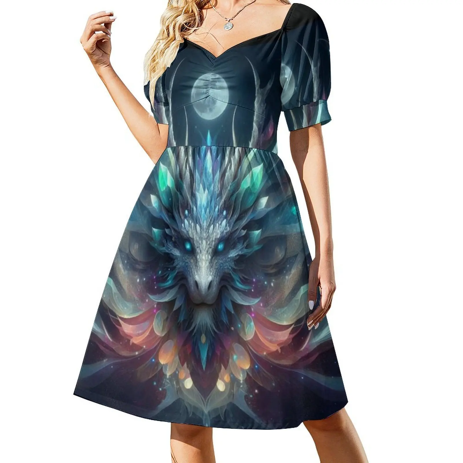 فستان تنين على الطراز الكوري للنساء فستان كاجوال أنيق للحفلات أو الارتداء اليومي فستان التنين جالاكسي دراجون مون #2