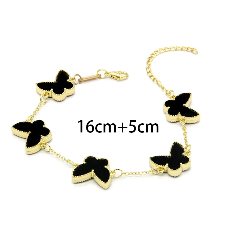 Hot selling item five butterfly bracelet for women fashion two sided Imitation fritillaria link bracelet jewelry