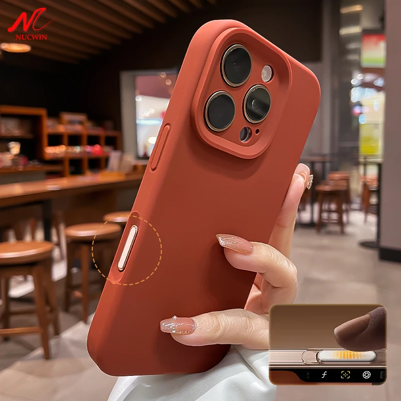 Luxury Liquid Silicone Case for iPhone 16 Pro Max Plus Soft Cover for iPhone 11 12 13 14 15 Pro Max With Camera Control Button