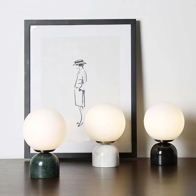 

Natural Marble table lamp Nordic glass lampshade desk light living room bedroom bedside office study G9 stadning lighting home