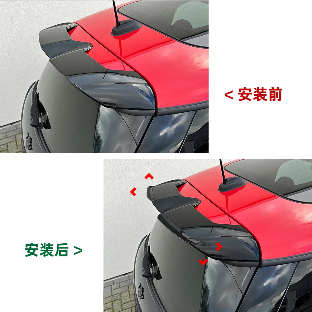 لسيارات BMW Mini Cooper S JCW J01 F65 F66 2024 + أسود لامع 1 زوج لملحقات سبويلر سقف Oettinger اللوحات الجناح الخلفي #4