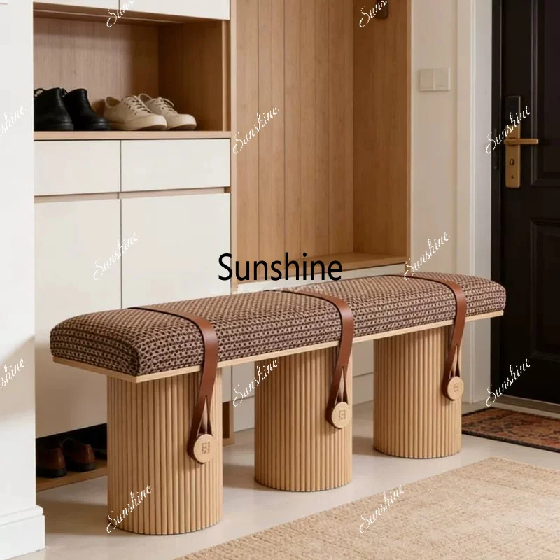 Minimalist living room sofa stool master bedroom solid wood bedside stool cloakroom changing stool