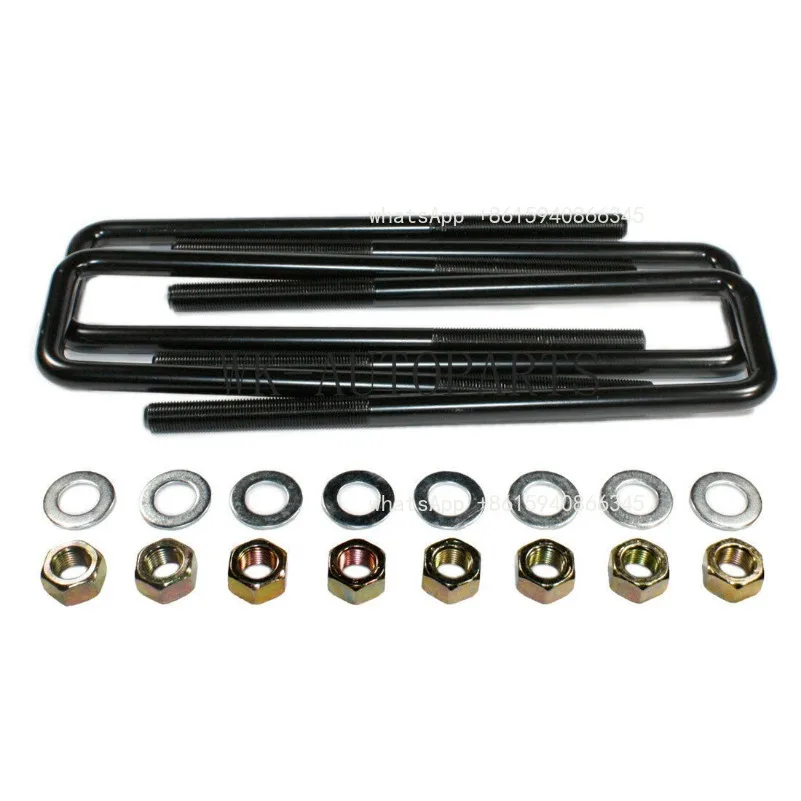 FOR Car Retrofit Spring Shaft Black 4-Pack 10/12 Square U-Bolts