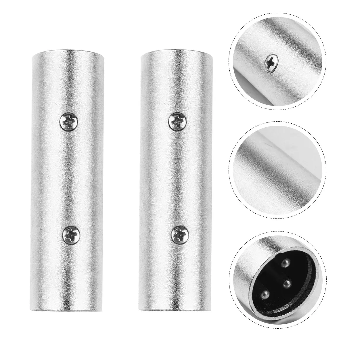 2Pcs Xlr Male to Male Adapter 3 Pin Aluminum Alloy Copper Core Professional Audio Connector for Stage Studio Conference Party