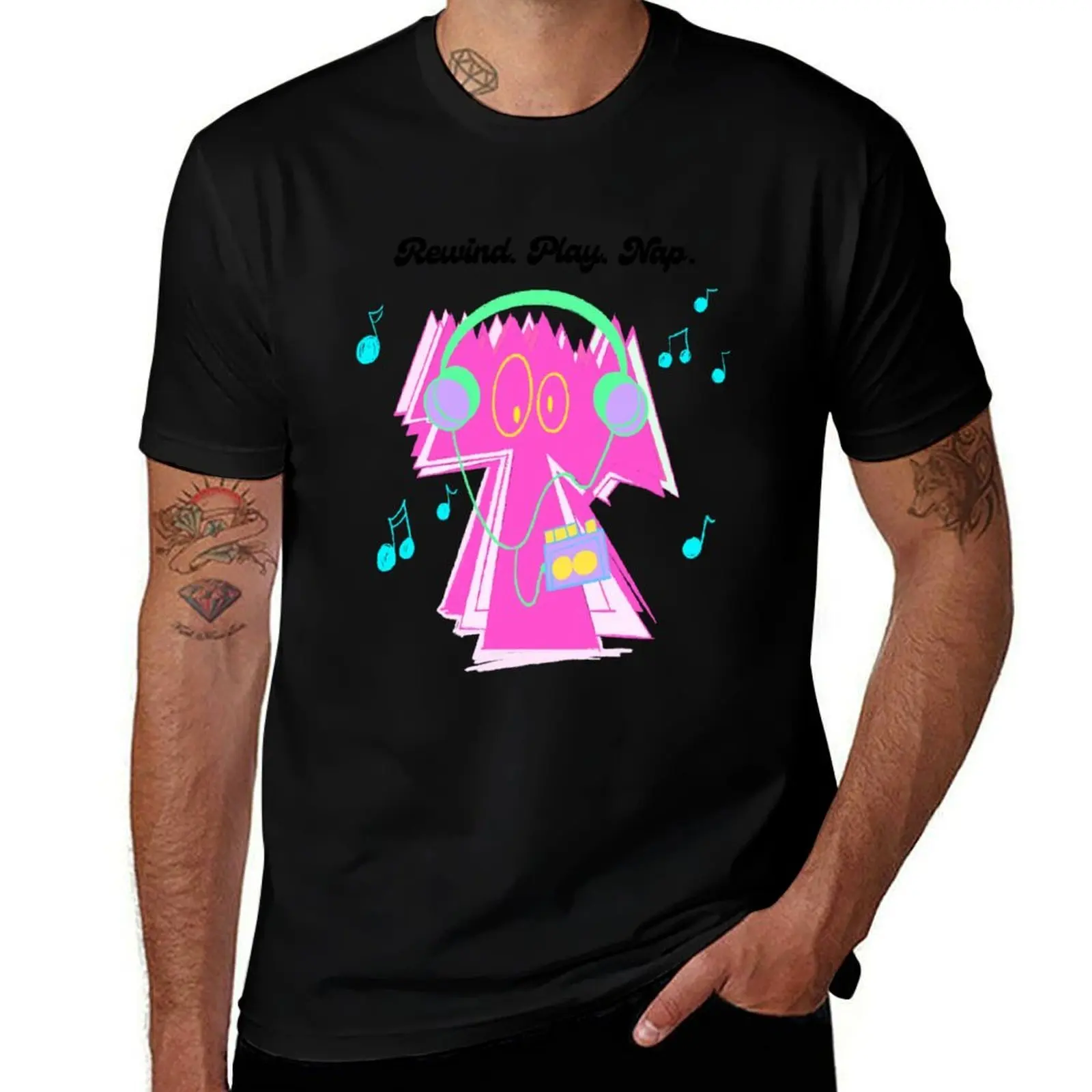 Adorable Monster Walkman Rewind Play Nap T-Shirt Plus Size Everyday Tee Shirt T-Shirt