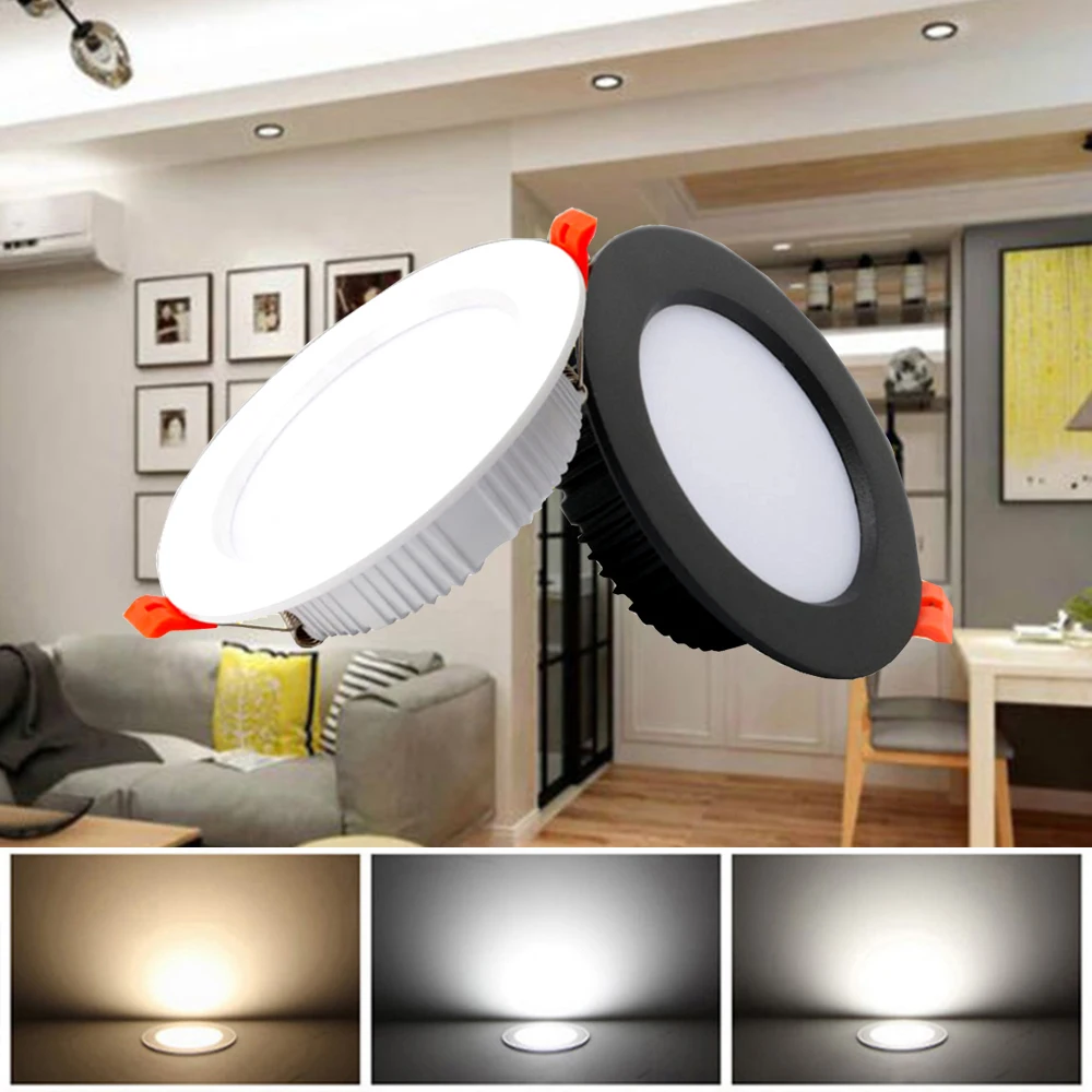 

LED Downlight AC220V 3W 5W 7W 9W 12W 15W Recessed LED Ceiling Spot light Indoor Lighting Led Down Light for Kitchen Bedroom