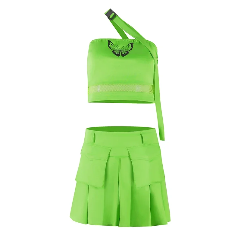 Costume de danse jazz pour femme, tenue de séparés euse en tricot vert, tenue de discothèque, vêtements de performance DJ, vêtements de scène trempés, BLcommencer90