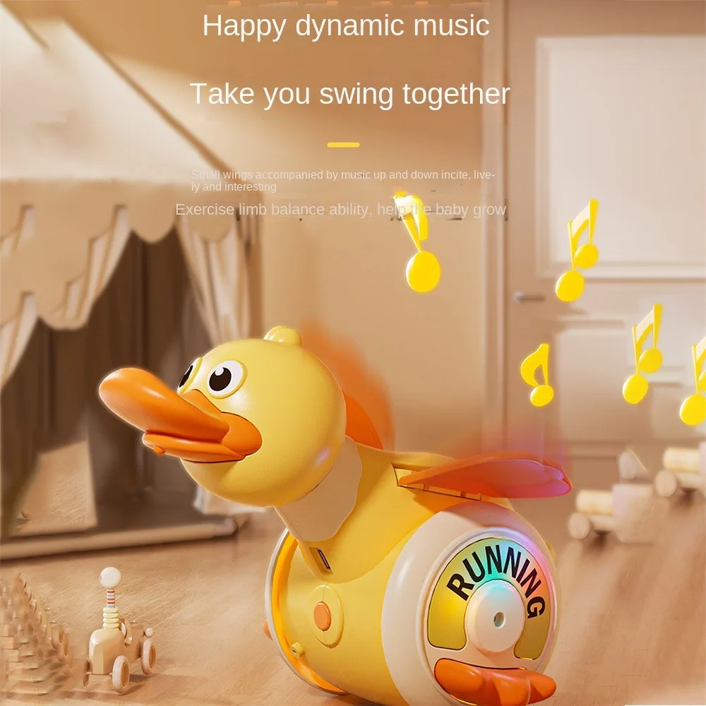 Interactive Baby Music Duck Toys Yellow/Pink/Green USB Glowing Walking Singing Toy Swinging Crawling Toy Birthday Gifts