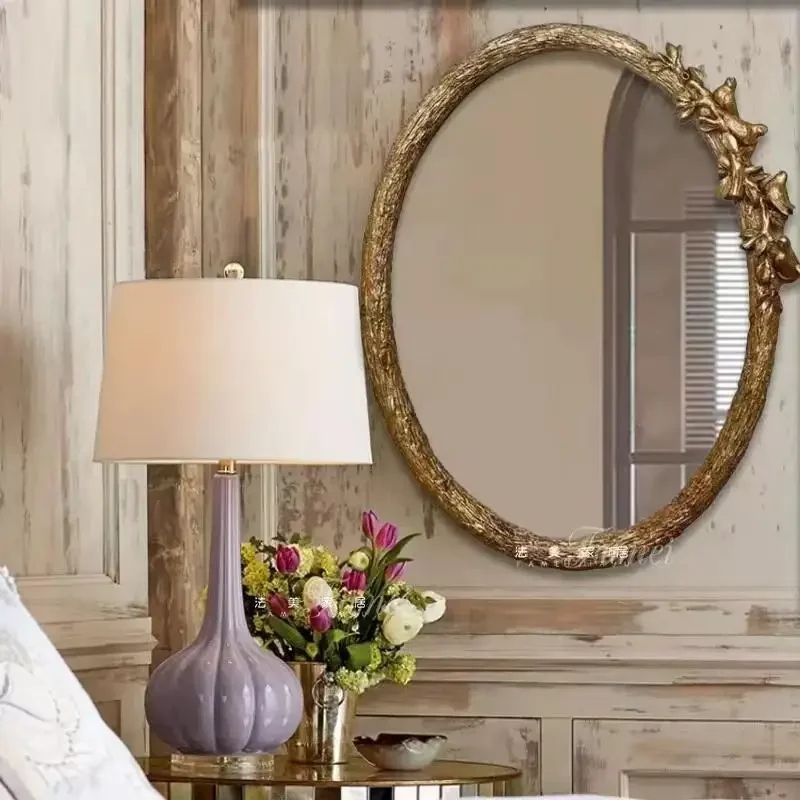 French Creative Mirror Art Carved Flowers Mirror Irregular Shaped Living Room Decoration Mirrors Dekoracyjne Lustra Home Decor