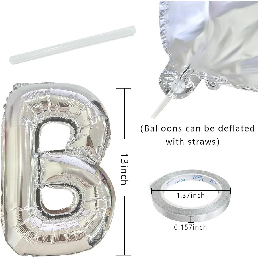 مجموعة لافتة بالونات عيد ميلاد سعيد فضية مقاس 16 بوصة، بالونات Lette قابلة لإعادة الاستخدام لتزيين أعياد الميلاد ومستلزمات الحفلات مناسبة