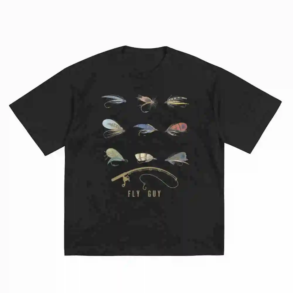 Fly Fishing Fisherman Trout Flies Dry Art Short Sleeve Tee 100% Cotton T-Shirt