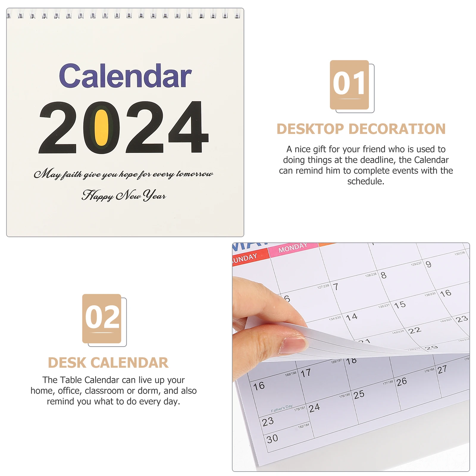 Bussinessic 2024 mesa calendário almofada mesa superior decoração cavalete suporte ano novo chinês escritório planejador mensal decorativo fornecimento de papel