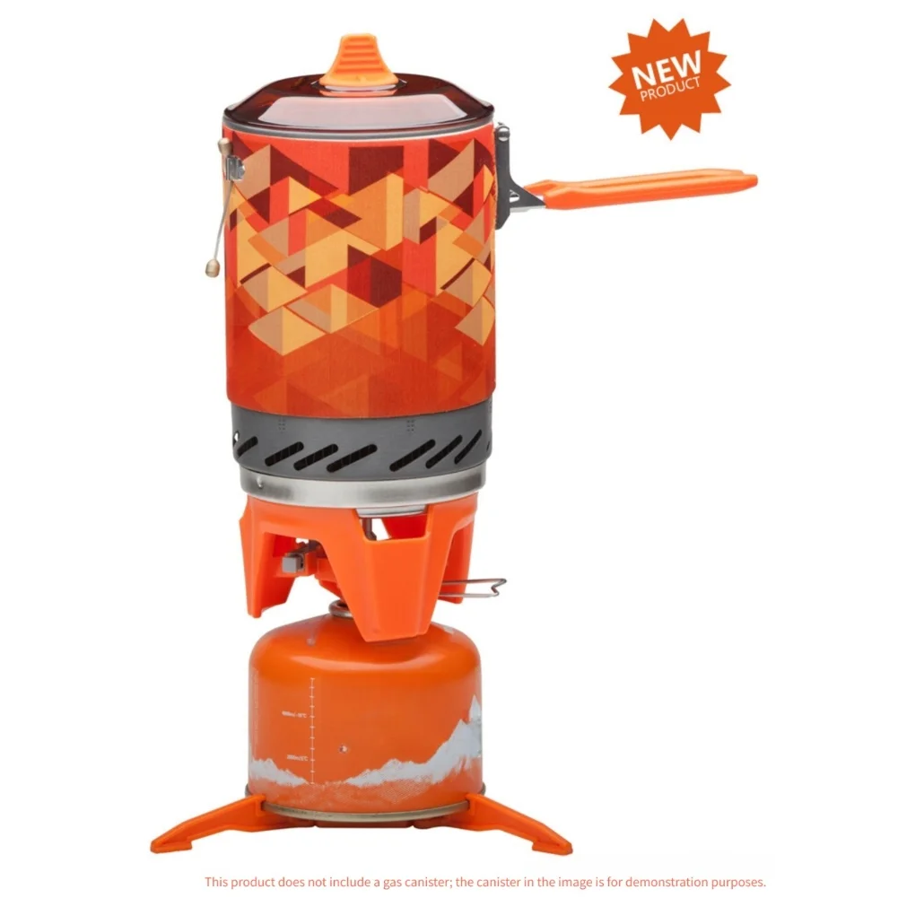 Outdoor Cooking Stove System with Stainless Steel Copper Aluminum Silicone Materials Orange Color 25.4x26.5cm Compact Design