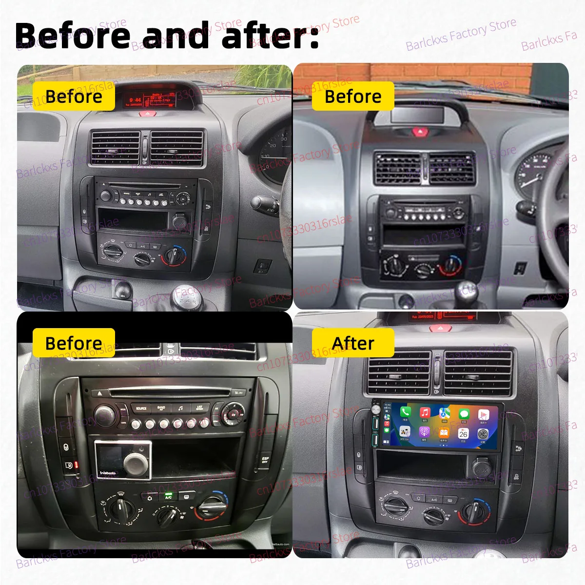 1Din 6.86 inch Screen Android Car Stereo Car Multimedia Autoradio Radio Head Unit for Citroen Dispatch Peugeot Expert 2007-2016
