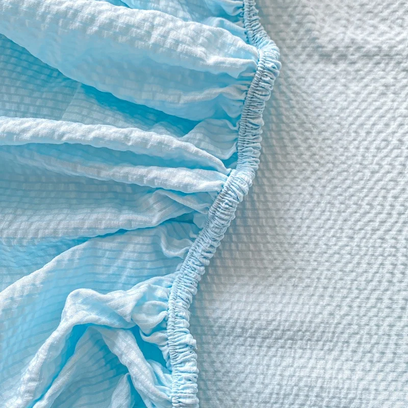 Solid Color Bed Hats Made of Puffon Yarn for Spring/Summer 2025 Skin-friendly Breathable Mattress Cover with Elastic Bedspread