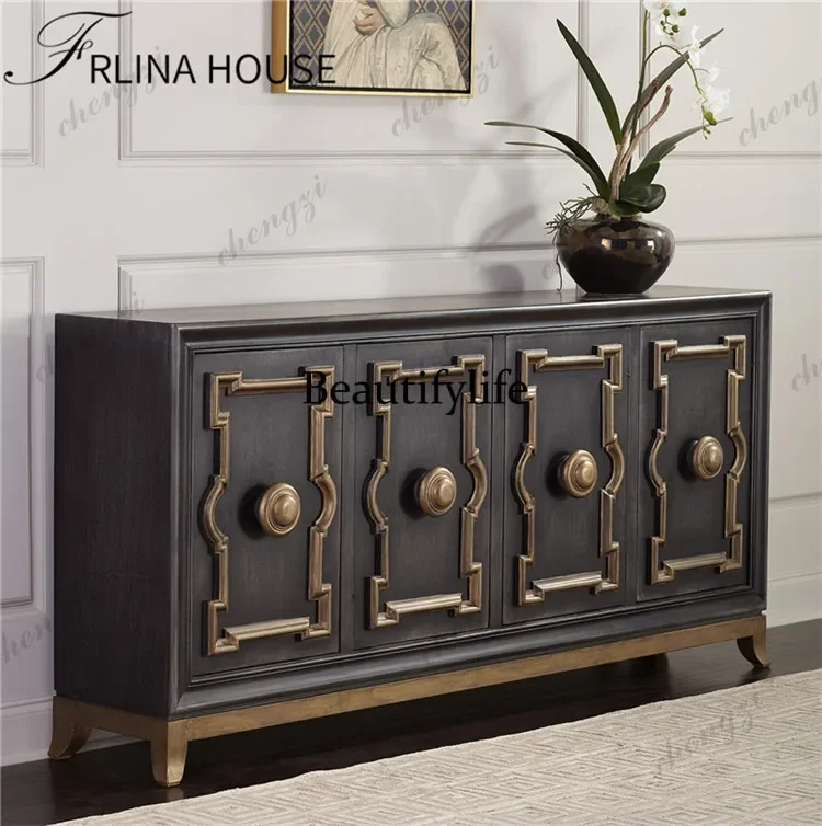 z183 American neoclassical solid wood entrance cabinet, living room foyer, cabinet height, American storage and dining side cabi