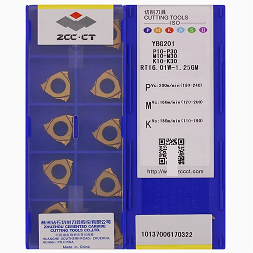 

RT16.01W-1.25GM YBG201/RT16.01N-1.25GM YBG201 RT16.01N RT16.01W ZCC.CT CNC carbide inserts 1.25mm Metric ISO thread 10pcs/box