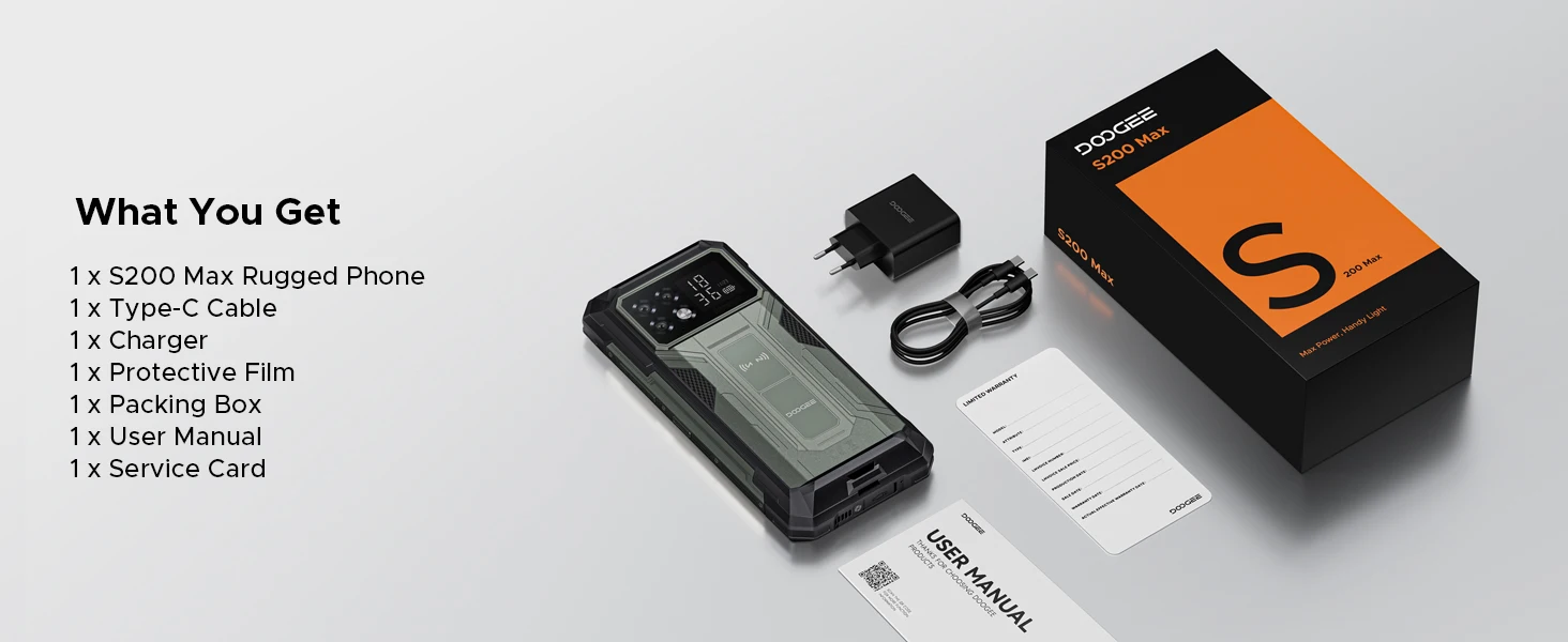 DOOGEE S200 Max 5G Rugged Phone 1.32' Rear Display Dual Light Flashlight 16GB 512GB 22000mAh 6.72'' 120Hz Screen Smartphone NFC