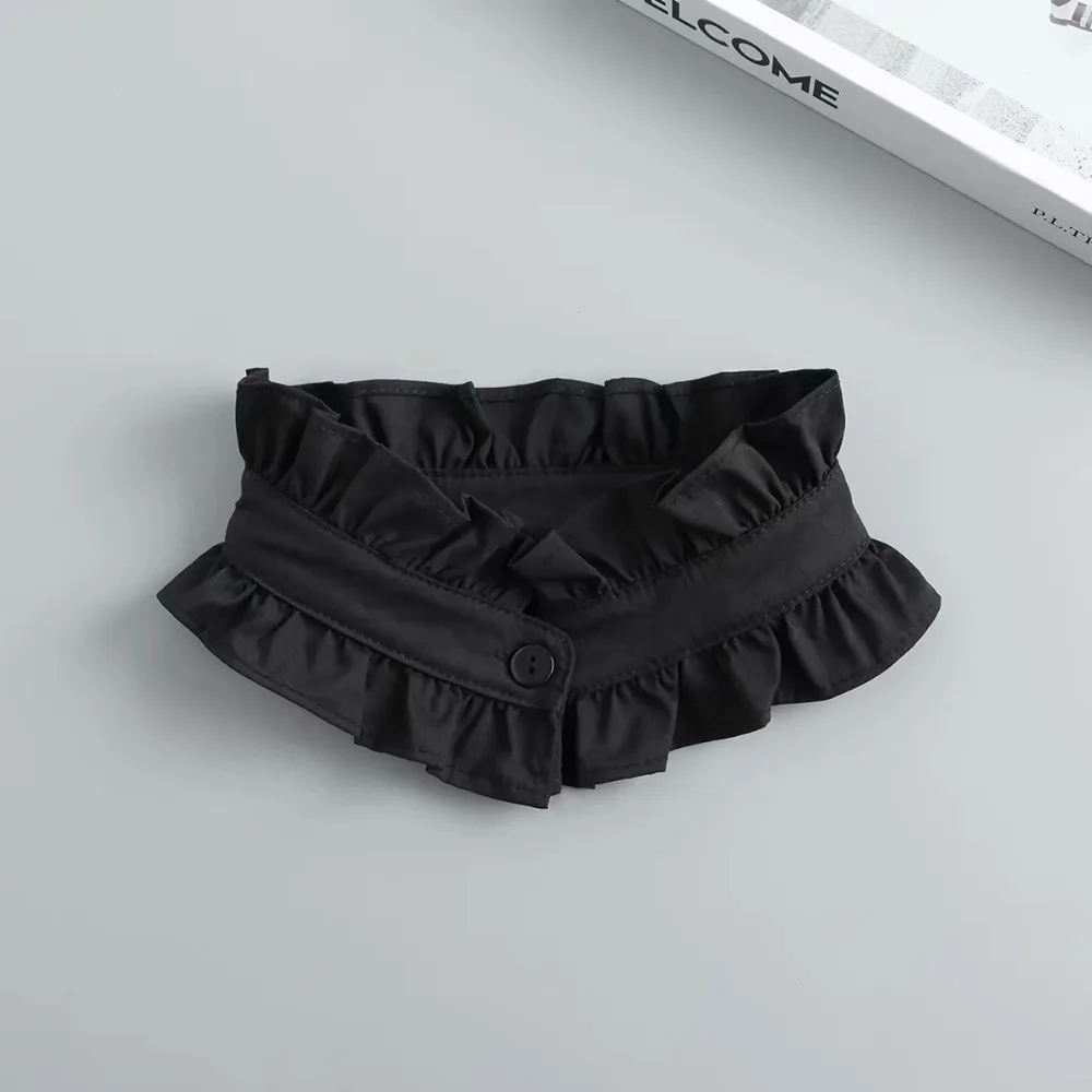 Pleated Ruffled Detachable Collar Stand Collar Polyester False Blouse Collar Black White Soft Lightweight Elizabethan Collar