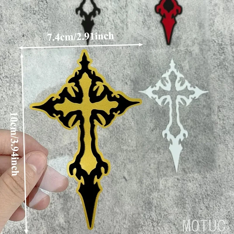 2Pcs/Set Gothic Cross Car Stickers, Multi-color Optional Decals for Helmets, Cars & Skateboards