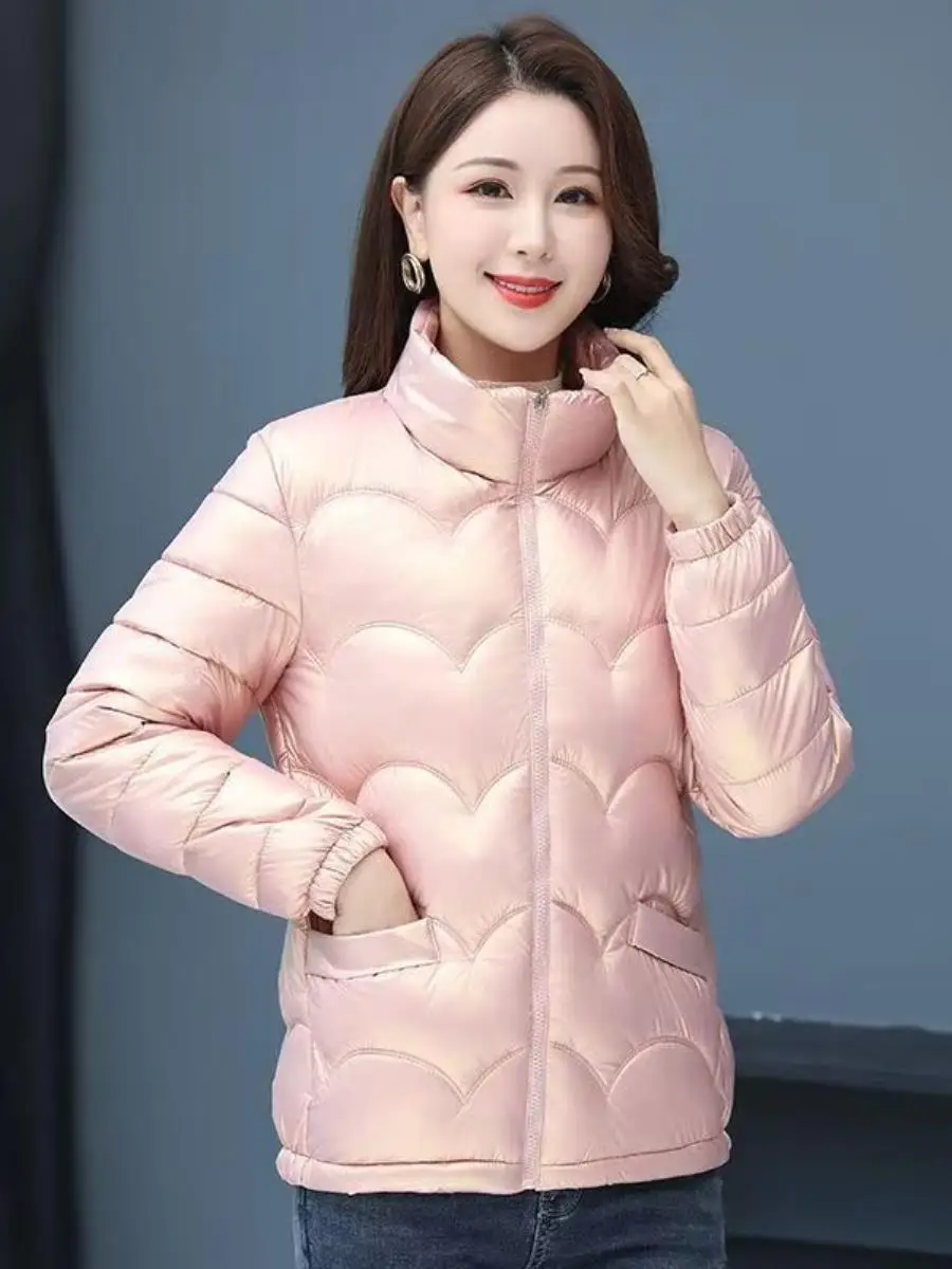 

Winter Thiened ort Cotton Jaet Women's Stand Collar down Coat Korean Sle New 2025 Wal Bright Fini Coat