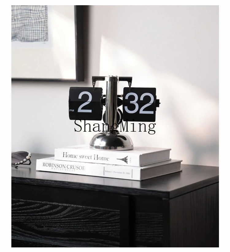DSA modern light luxury automatic page turning mechanical clock ornament living room creative pendulum retro seat clock