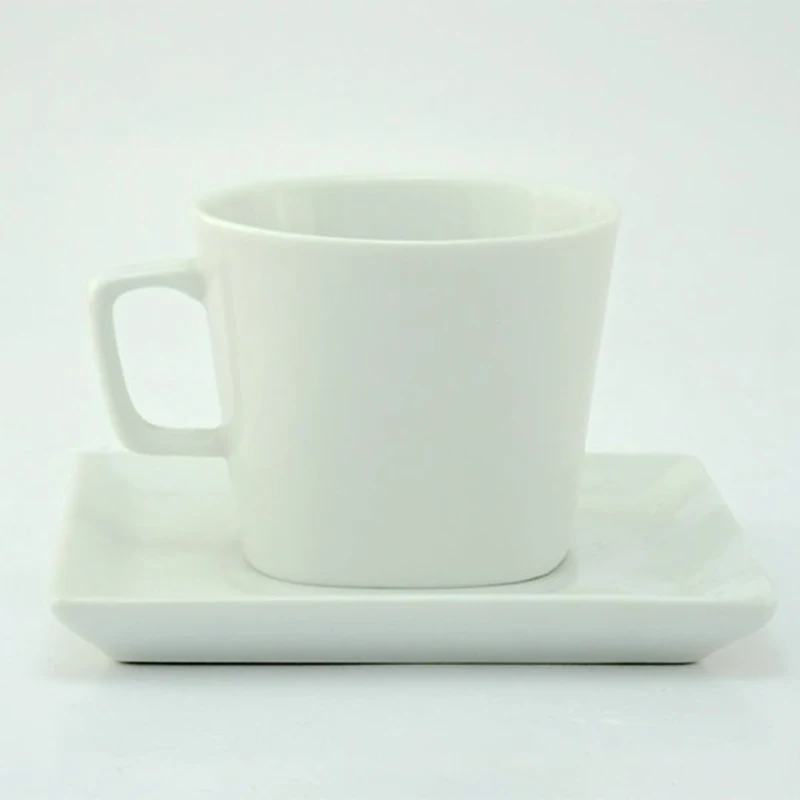 

Porcelain Coffee Cup Customized Blank Bulk Tea Cups Saucers Square Shape White Porcelain Tea Cup And Saucer